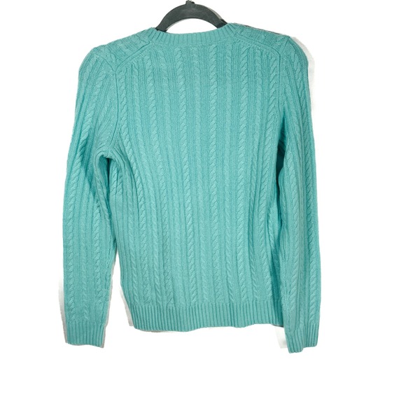 Brooks Brothers 346 Pure Cashmere Cable Knit Sweater Womens Small S Aqua - Picture 2 of 3